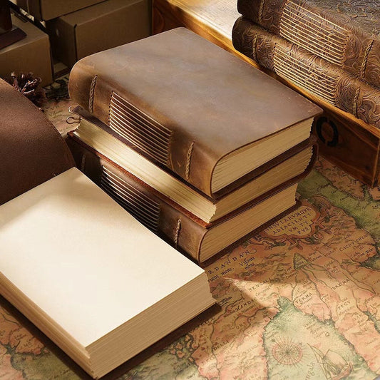 100% Genuine Leather Vintage Thick Journal Sketchbook | Handmade Travel Record Memory Book Notebook Diary Planner | Gift for Her Him