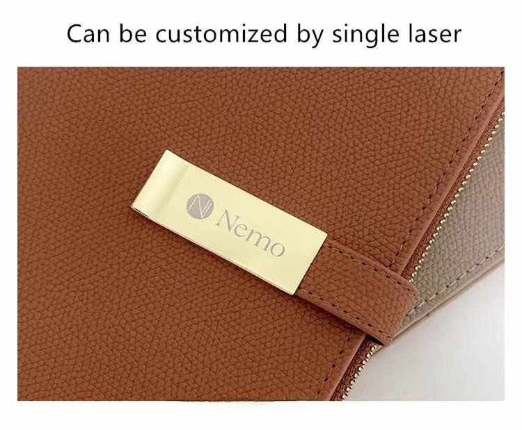 A6 Pu Leather zipper Binder Journal Notebook Loose-leaf Portable Diary Planner Organizer Business Office Notepad customizable