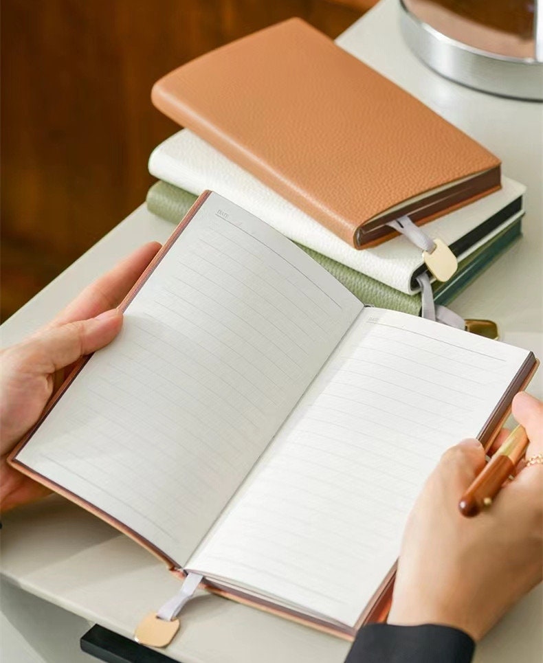 Soft Pebbled Vegan Leather Notebook | Minimalist Planner Journal | Lined Notebook | School Student Office Supplies Stationery | Gift for Her