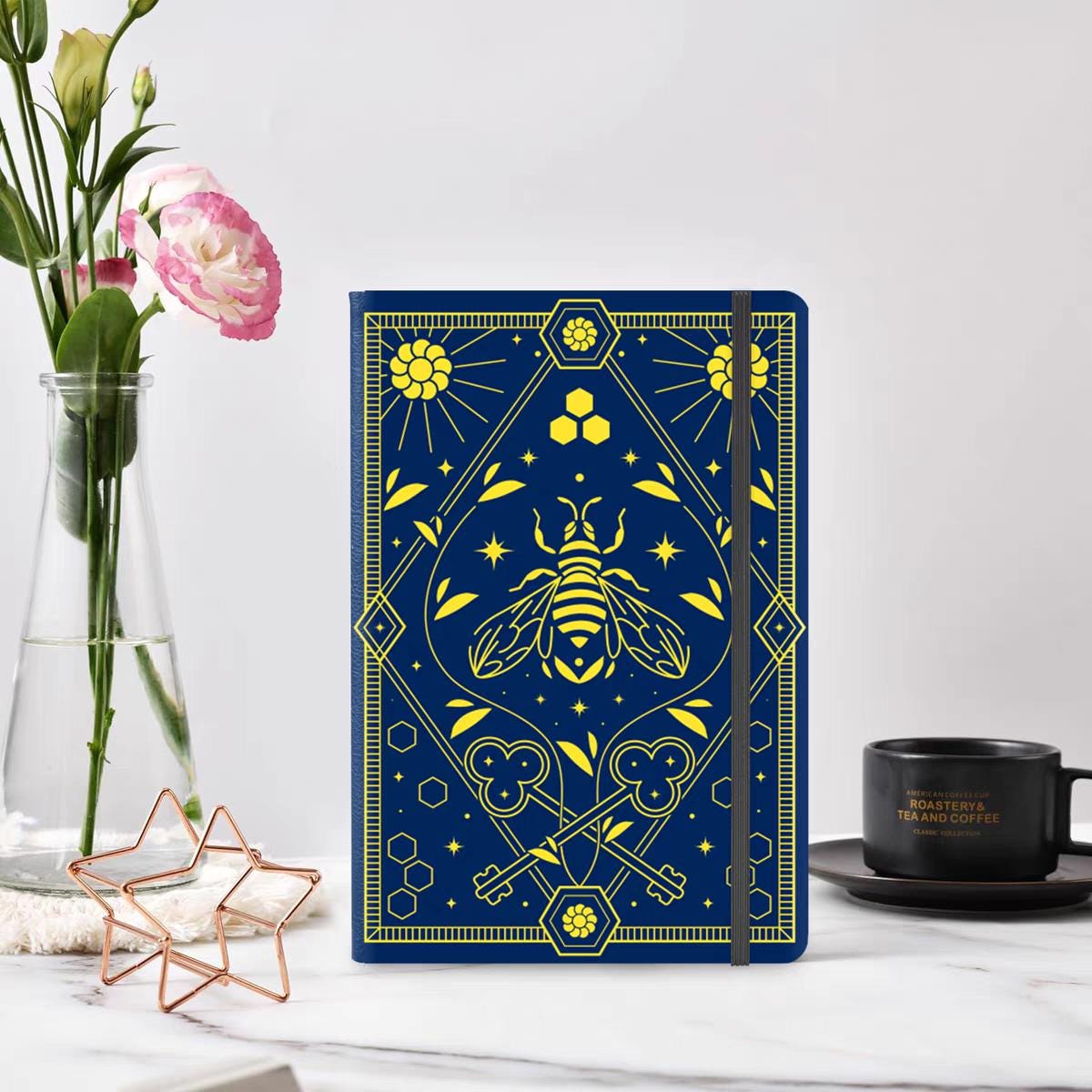 Vintage Butterfly Bee A5 PU Cover Notebook | Blank Planner Bullet Journal | Dotted Lined Diary | Student Office Supplies Stationery