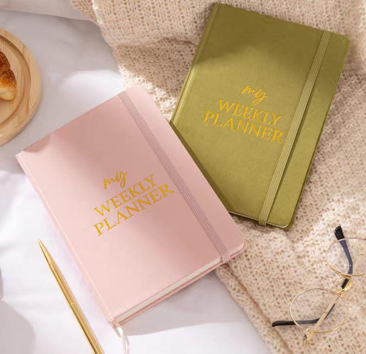 A5 Hardcover Weekly Planner 2025 | Elegant Journal for Organizing Your Schedule | Plan Notebook Journal | Study Notebook