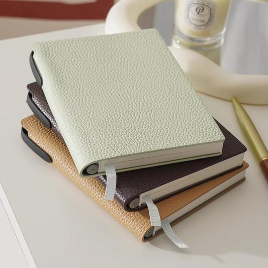 A6 Soft Pebbled Leather Notebook Planner Journal | A6 Portable Lined Ruled Notebook | School Student Office Supplies Stationery