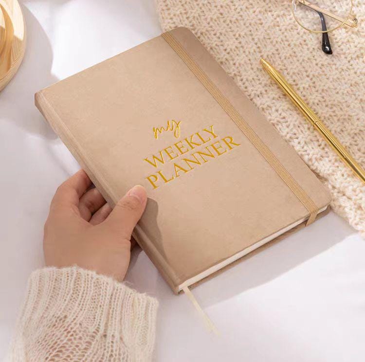 A5 Hardcover Weekly Planner 2025 | Elegant Journal for Organizing Your Schedule | Plan Notebook Journal | Study Notebook