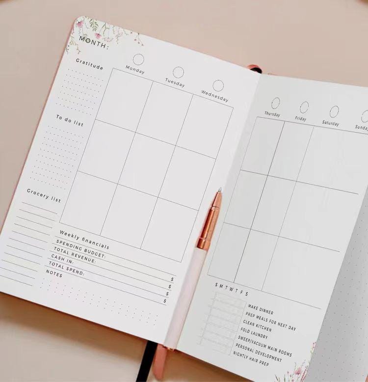 A5 Hardcover Weekly Planner 2025 | Elegant Journal for Organizing Your Schedule | Plan Notebook Journal | Study Notebook