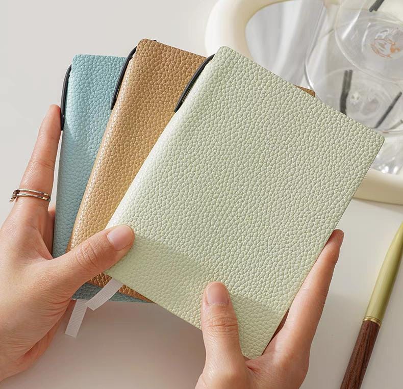 A6 Soft Pebbled Leather Notebook Planner Journal | A6 Portable Lined Ruled Notebook | School Student Office Supplies Stationery