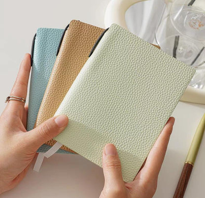 A6 Soft Pebbled Leather Notebook Planner Journal | A6 Portable Lined Ruled Notebook | School Student Office Supplies Stationery