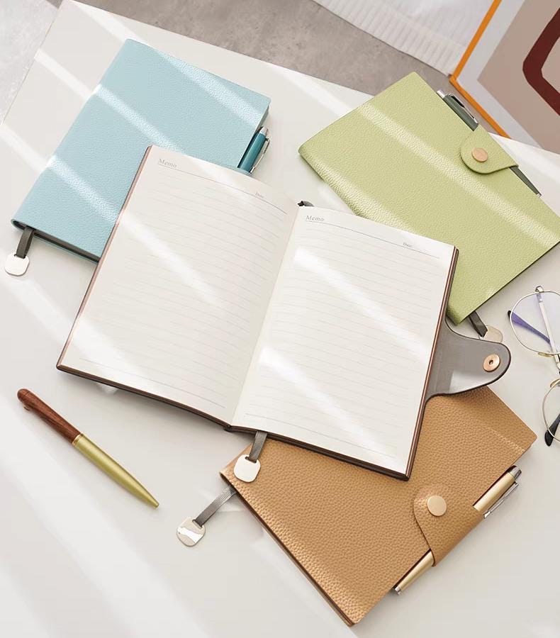 A5 Soft Pebbled Leather Notebook Planner Journal | A5 Lined Ruled Notebook | School Student Office Supplies Stationery | Gift for Her Him