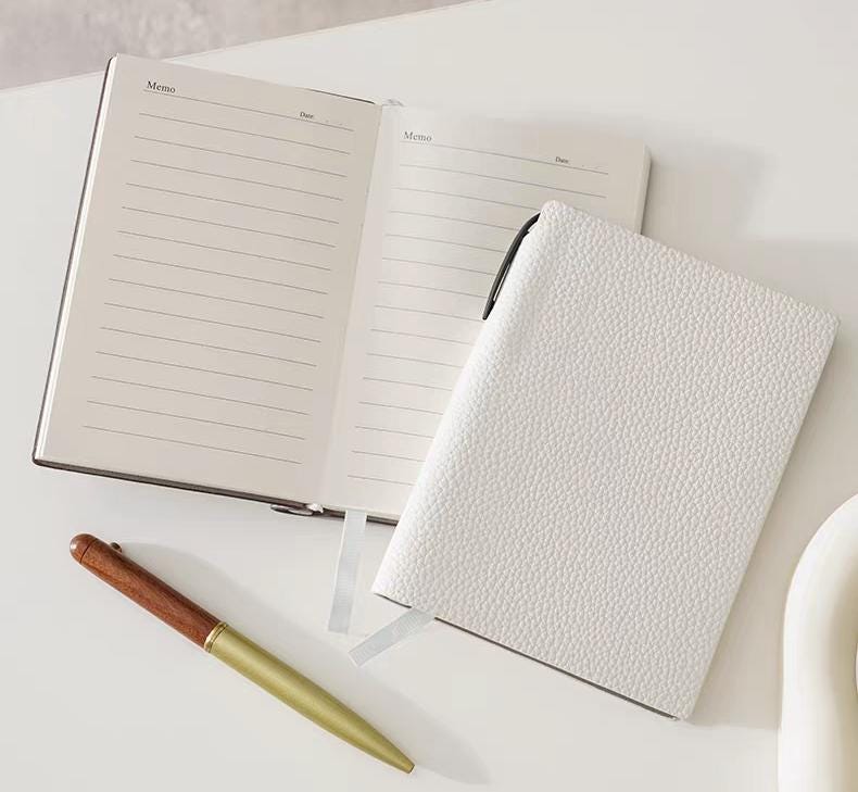 A6 Soft Pebbled Leather Notebook Planner Journal | A6 Portable Lined Ruled Notebook | School Student Office Supplies Stationery