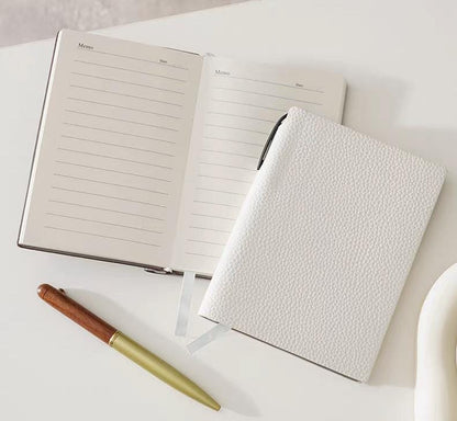 A6 Soft Pebbled Leather Notebook Planner Journal | A6 Portable Lined Ruled Notebook | School Student Office Supplies Stationery