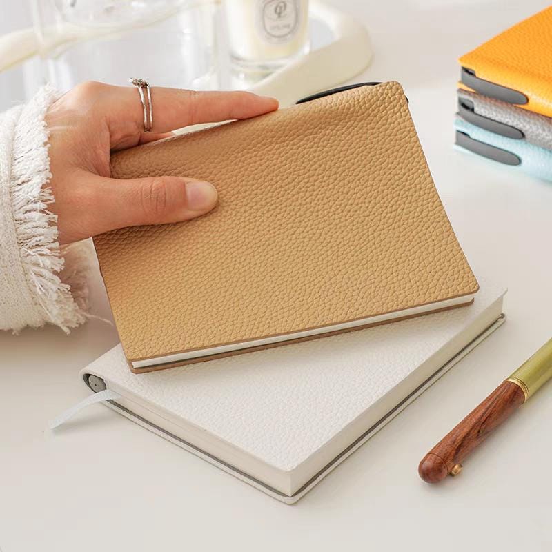 A6 Soft Pebbled Leather Notebook Planner Journal | A6 Portable Lined Ruled Notebook | School Student Office Supplies Stationery