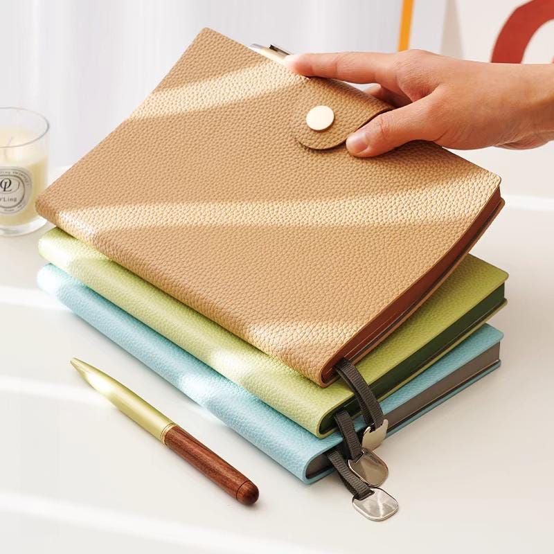 A5 Soft Pebbled Leather Notebook Planner Journal | A5 Lined Ruled Notebook | School Student Office Supplies Stationery | Gift for Her Him