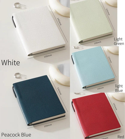A6 Soft Pebbled Leather Notebook Planner Journal | A6 Portable Lined Ruled Notebook | School Student Office Supplies Stationery