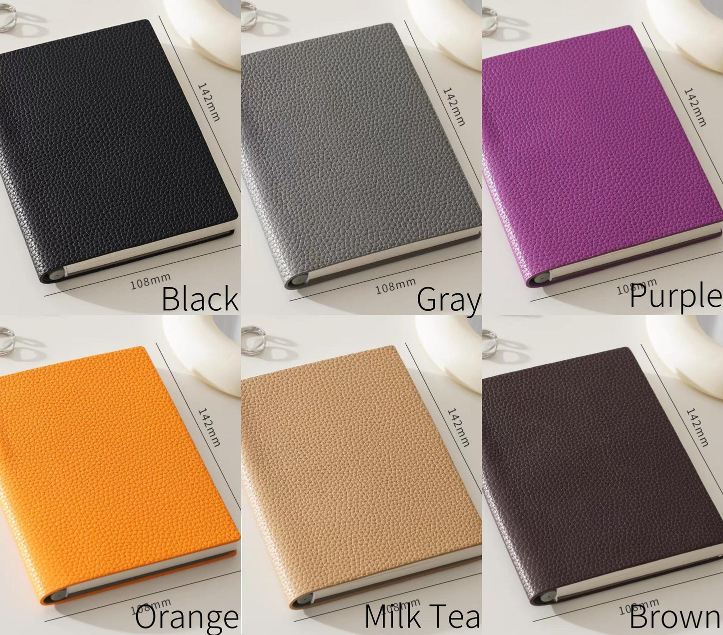 A6 Soft Pebbled Leather Notebook Planner Journal | A6 Portable Lined Ruled Notebook | School Student Office Supplies Stationery