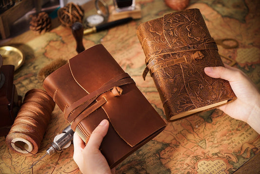 100% Genuine Leather Vintage Thick Journal Sketchbook | Handmade Travel Record Memory Book Notebook Diary Planner | Gift for Her Him