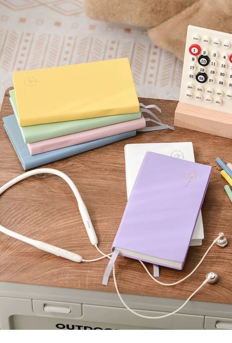 Soft Vegan Leather Cover Colorful Lined Notebook | PU Pocket Notebook | School Student Office Supplies Stationery | Gift for Her