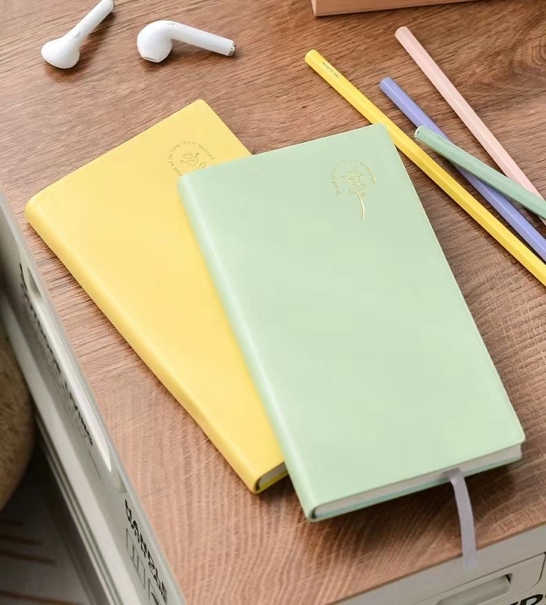Soft Vegan Leather Cover Colorful Lined Notebook | PU Pocket Notebook | School Student Office Supplies Stationery | Gift for Her