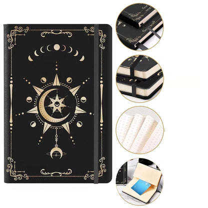 Spiral-Bound A5 Moon and Star Notebook | Dotted Lined Journal | PU Cover Planner | Office and School Supplies | Gift for Her
