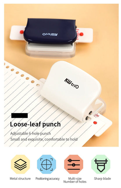 Multifunctional Adjustable Loose Leaf Paper Puncher | KOKUYO  | B5 A5 A4 | Smart Ring Binder Planner Hole Punch