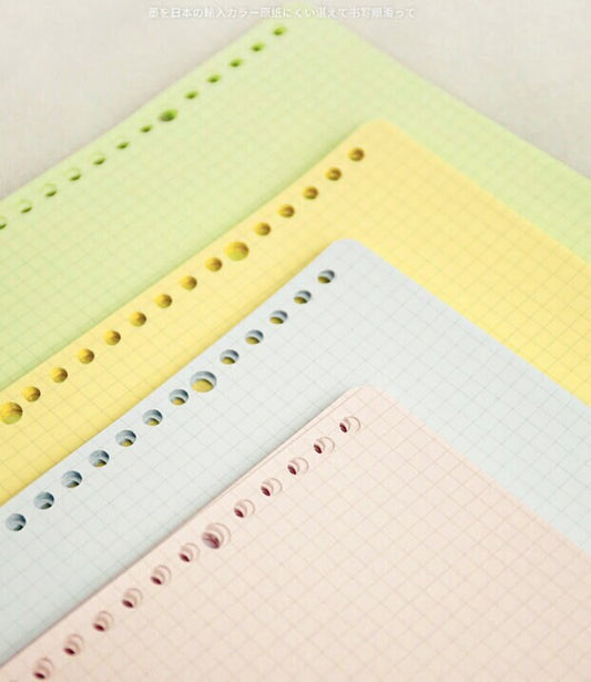 Colorful KOKUYO Campus Grided Loose Leaf Paper | 20 26 Holes Smart Ring Binder  | A5 B5 Refill Paper | Study Supplies