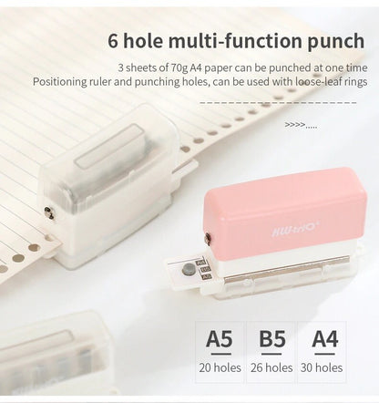Mini 6 Hole Puncher | DIY Hole Punching  | Loose Leaf Paper Hole Punch | B5 A5 A4 | Paper Binding | Smart Ring Binder Planner Hole Punch