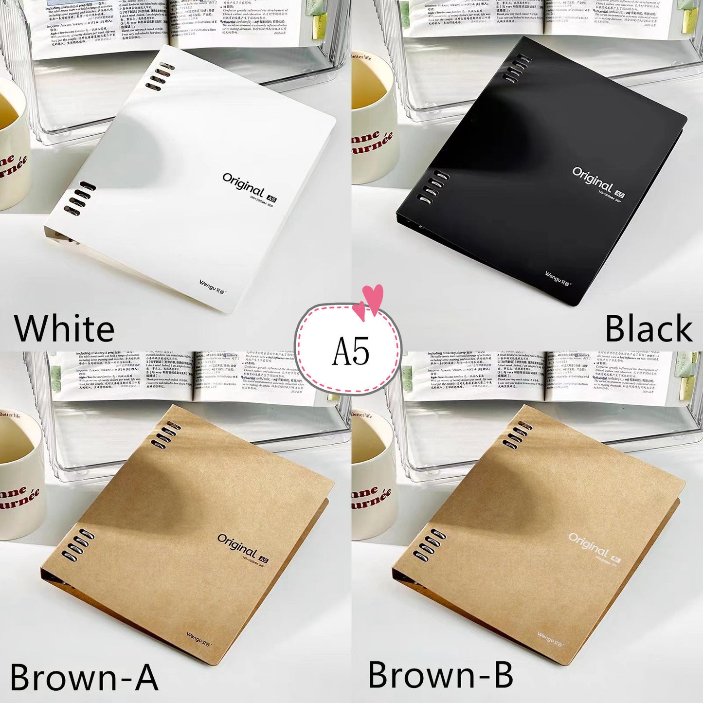 Minimalist A5 B5 Kraft Binder | 20 26 Holes Ring Binder | Loose Leaf Notebook | Note Taking Study Supplies | Back to School