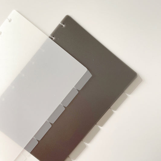 Discbound Frosted Clear Gray Dividers |  Side Tabs | Discbound Notebook System | Happy Planner