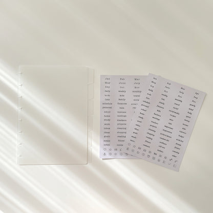 Discbound Frosted Clear Gray Dividers |  Side Tabs | Discbound Notebook System | Happy Planner
