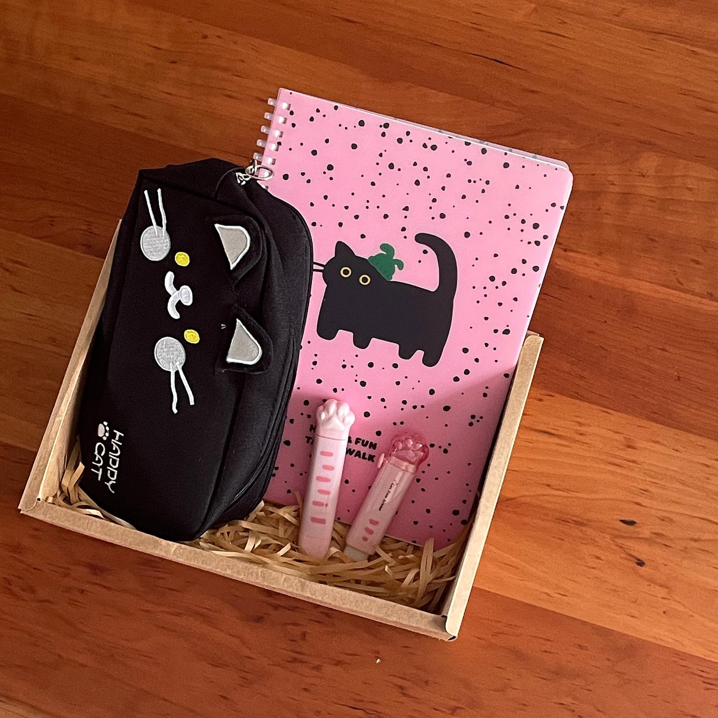 Cat Lover Stationery Bundle | Pencil Case Study Planner for Students | Cute Stationery Gift Set Back To School Set College Gift