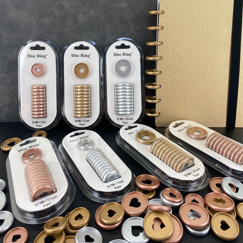 Gold Silver Rose Gold Binding Discs | Discbound Binding Discs | Plastic Happy Planner Disc Rings Sets | Plastic Discs for Discbound System