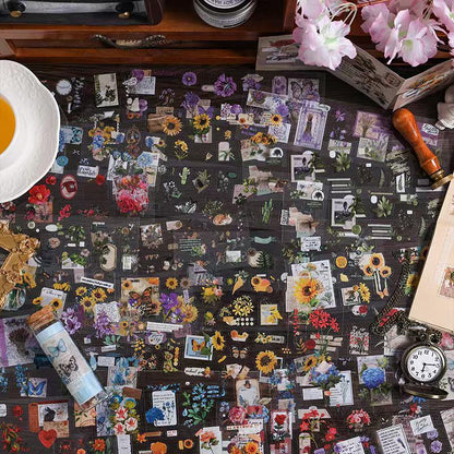 Retro Flower Nature PET Sticker Sheets | Plants Flowers Sticker | Junk Journal Stickers | Scrapbooking Craft Bullet Journal Supplies