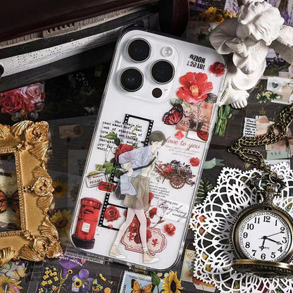 Retro Flower Nature PET Sticker Sheets | Plants Flowers Sticker | Junk Journal Stickers | Scrapbooking Craft Bullet Journal Supplies