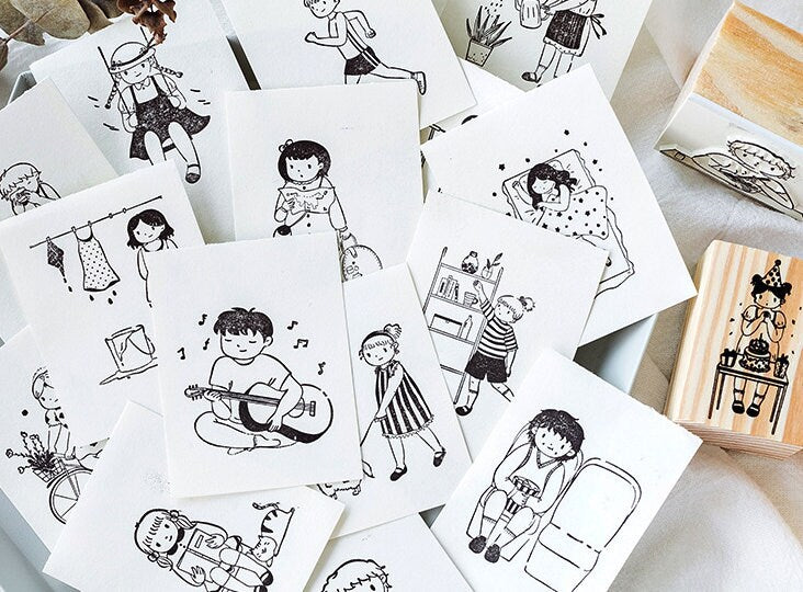 Swing Rubber Stamp | Wooden Stamp Set | Scrapbooking Stamp | Planner Stamp |  | Midori Traveler’s Notebook