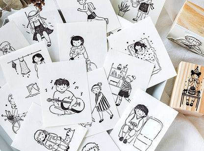 Swing Rubber Stamp | Wooden Stamp Set | Scrapbooking Stamp | Planner Stamp |  | Midori Traveler’s Notebook