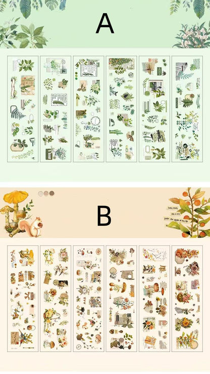 Retro Flower Nature PET Sticker Sheets | Plants Flowers Sticker | Junk Journal Stickers | Scrapbooking Craft Bullet Journal Supplies