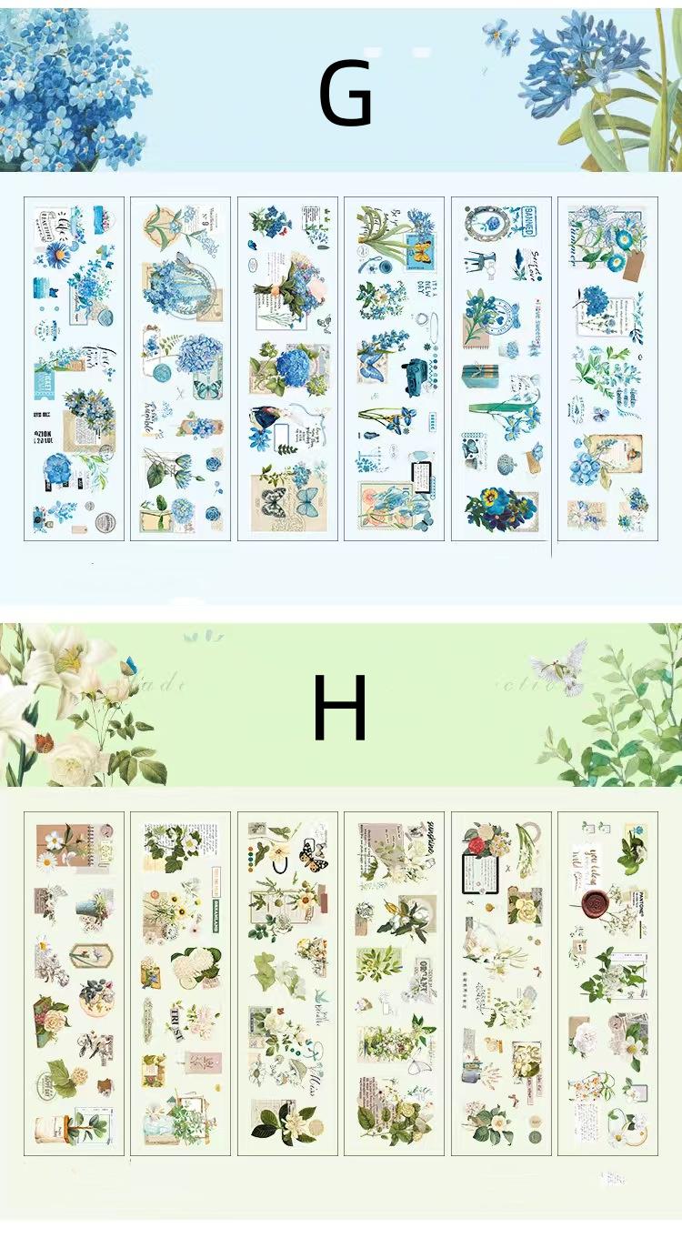 Retro Flower Nature PET Sticker Sheets | Plants Flowers Sticker | Junk Journal Stickers | Scrapbooking Craft Bullet Journal Supplies