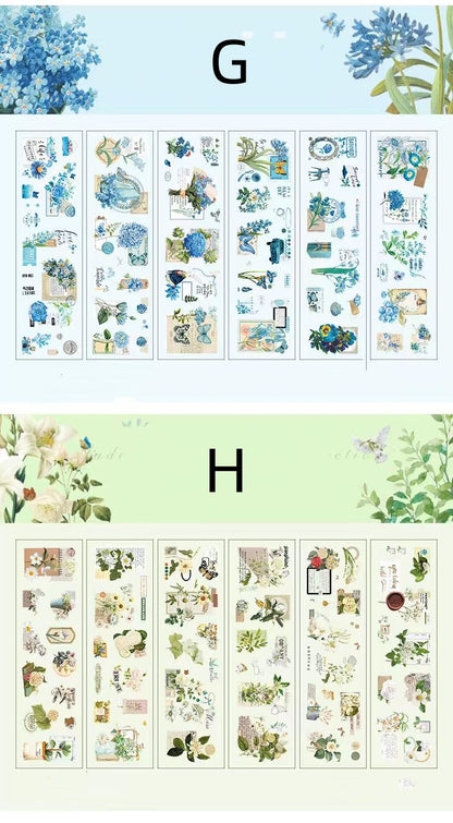 Retro Flower Nature PET Sticker Sheets | Plants Flowers Sticker | Junk Journal Stickers | Scrapbooking Craft Bullet Journal Supplies