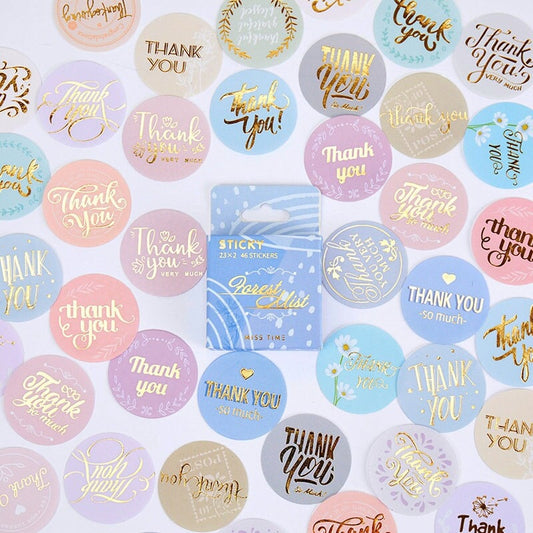 46pcs Thank You Sticker Pack / Small Business / Package Stickers / Adhesive Paper Party Gifts Wrapping DIY Box Label  / Planner Sticker Set