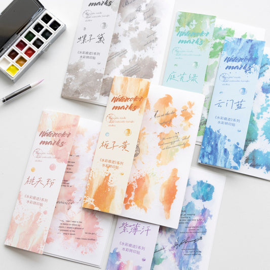 Watercolor Trace Transfer Stickers | Rub-on Sticker | Print-on stickers | Journal Scrapbooking Collage Crafting Supplies | Planner Stickers