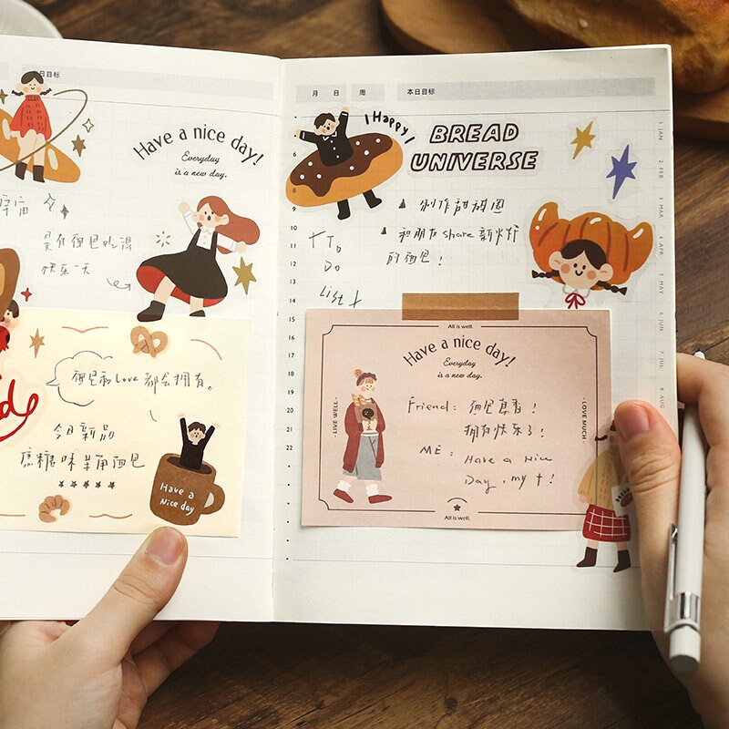 80 Sheets Cute Girl Memo Pad | Message Paper | Kawaii Stationery | Student Office School Supplies | Daily Planning | Note Paper