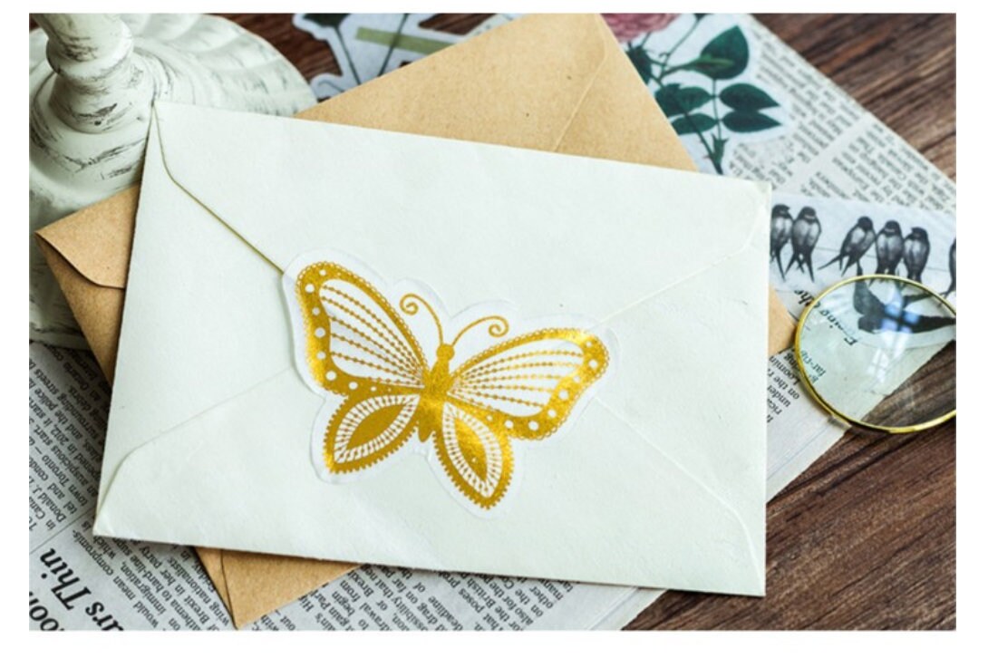 60pcs Gold Foil Flower and Leaves Sticker Pack / Floral Botanical /  Stickers / Planner Sticker Set