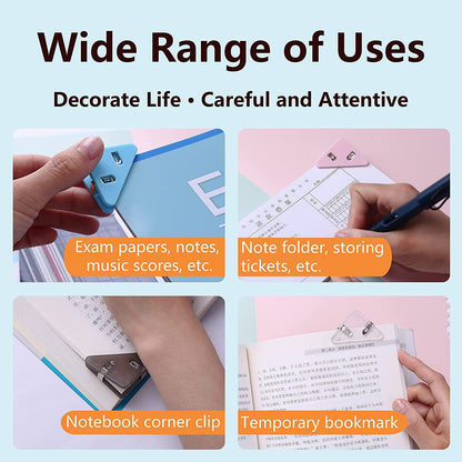 5pcs Corner Clips | Triangular Book Page Corner Paper Clip | Page Holder | Multifunctional Document Clip | Office School Supplies