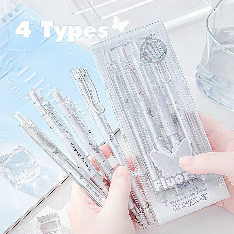 Fluorite Pretty Pen Set |  Black Gel Ink Pens |  Planner Journal Pens | Creative Stationery | School Study Office Supplies