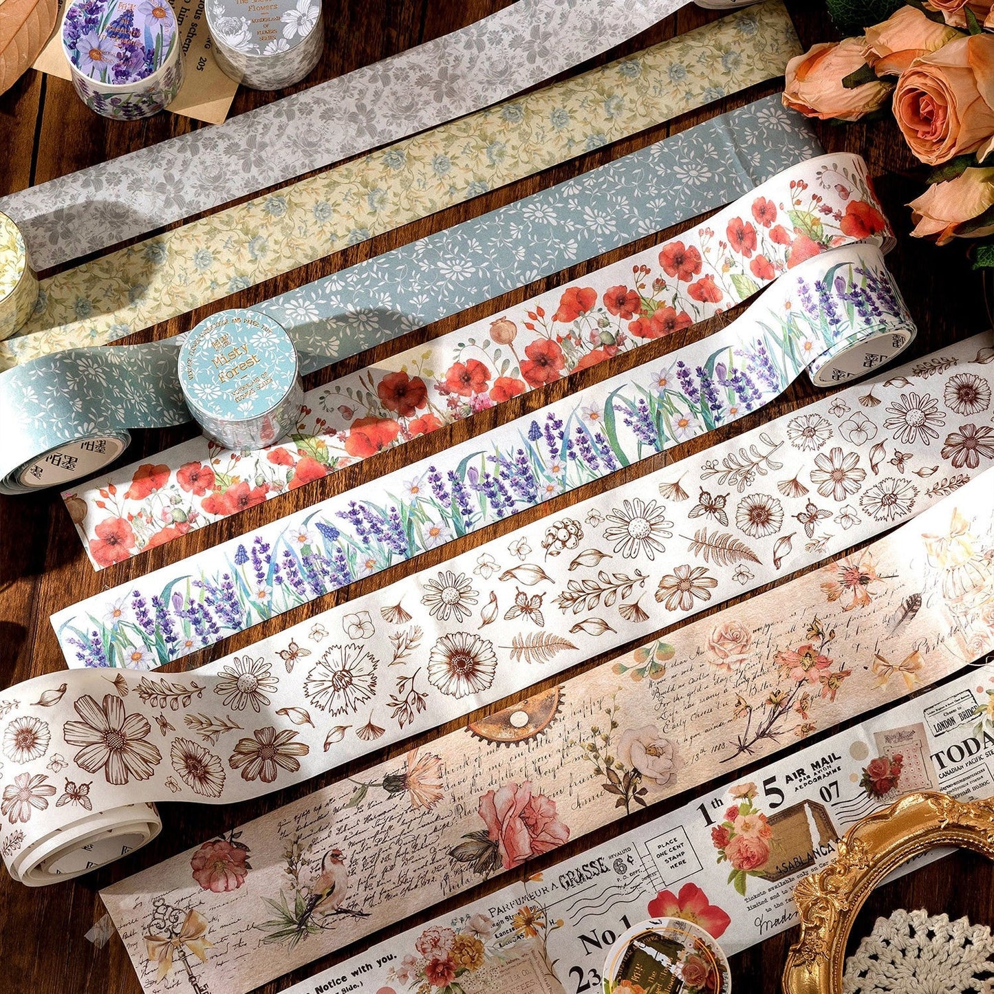 Retro Wonderland of Flowers Washi Tape |    | Japanese Washi Tape | Decorative Tapes | Planner BUJO Journaling Supplies