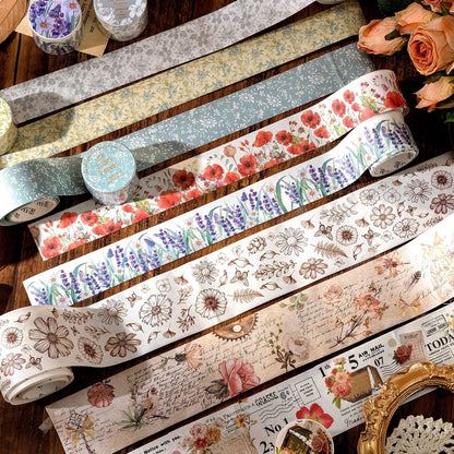 Retro Wonderland of Flowers Washi Tape |    | Japanese Washi Tape | Decorative Tapes | Planner BUJO Journaling Supplies