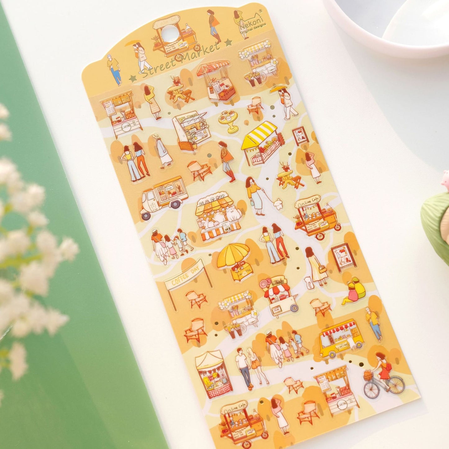 Nekoni Korean Market Zoo Coffee Shop Camping Life Stickers | Kawaii Scenes of Life Planner Stickers Junk Journal Scrapbooking Supplies