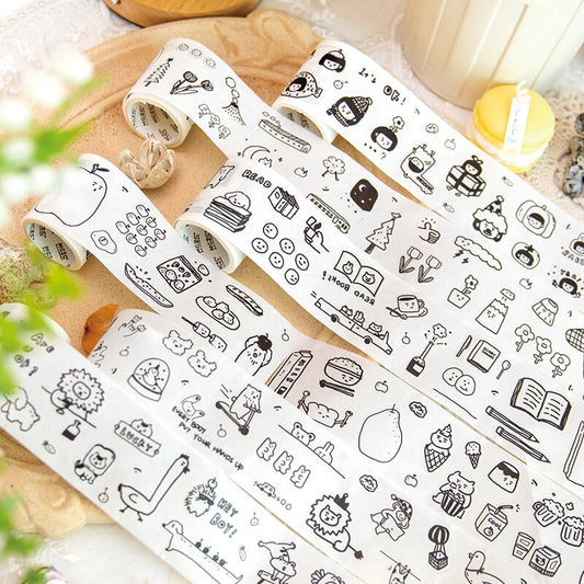 Cute Graffiti World Washi Tape | Handdrawn Cartoon Washi Tape | Decorative Tapes | Planner Bujo Journaling Scrapbooking Supplies