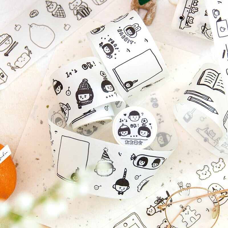 Cute Graffiti World Washi Tape | Handdrawn Cartoon Washi Tape | Decorative Tapes | Planner Bujo Journaling Scrapbooking Supplies