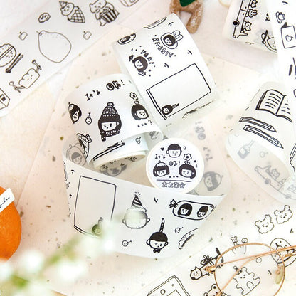 Cute Graffiti World Washi Tape | Handdrawn Cartoon Washi Tape | Decorative Tapes | Planner Bujo Journaling Scrapbooking Supplies