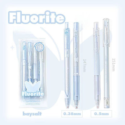 Fluorite Pretty Pen Set |  Black Gel Ink Pens |  Planner Journal Pens | Creative Stationery | School Study Office Supplies
