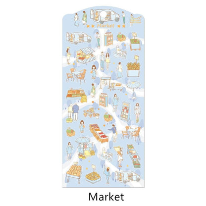 Nekoni Korean Market Zoo Coffee Shop Camping Life Stickers | Kawaii Scenes of Life Planner Stickers Junk Journal Scrapbooking Supplies